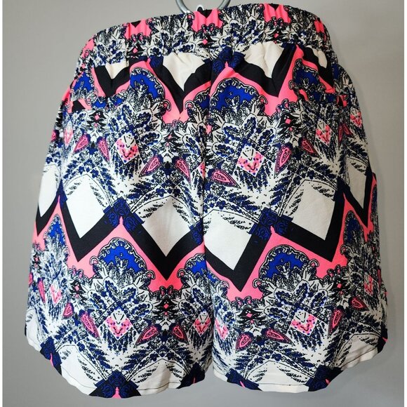 Women's Tea Rose Boutique Colorful Flowy Shorts XL Pockets Dressy Casual Pink Bl - Picture 4 of 6